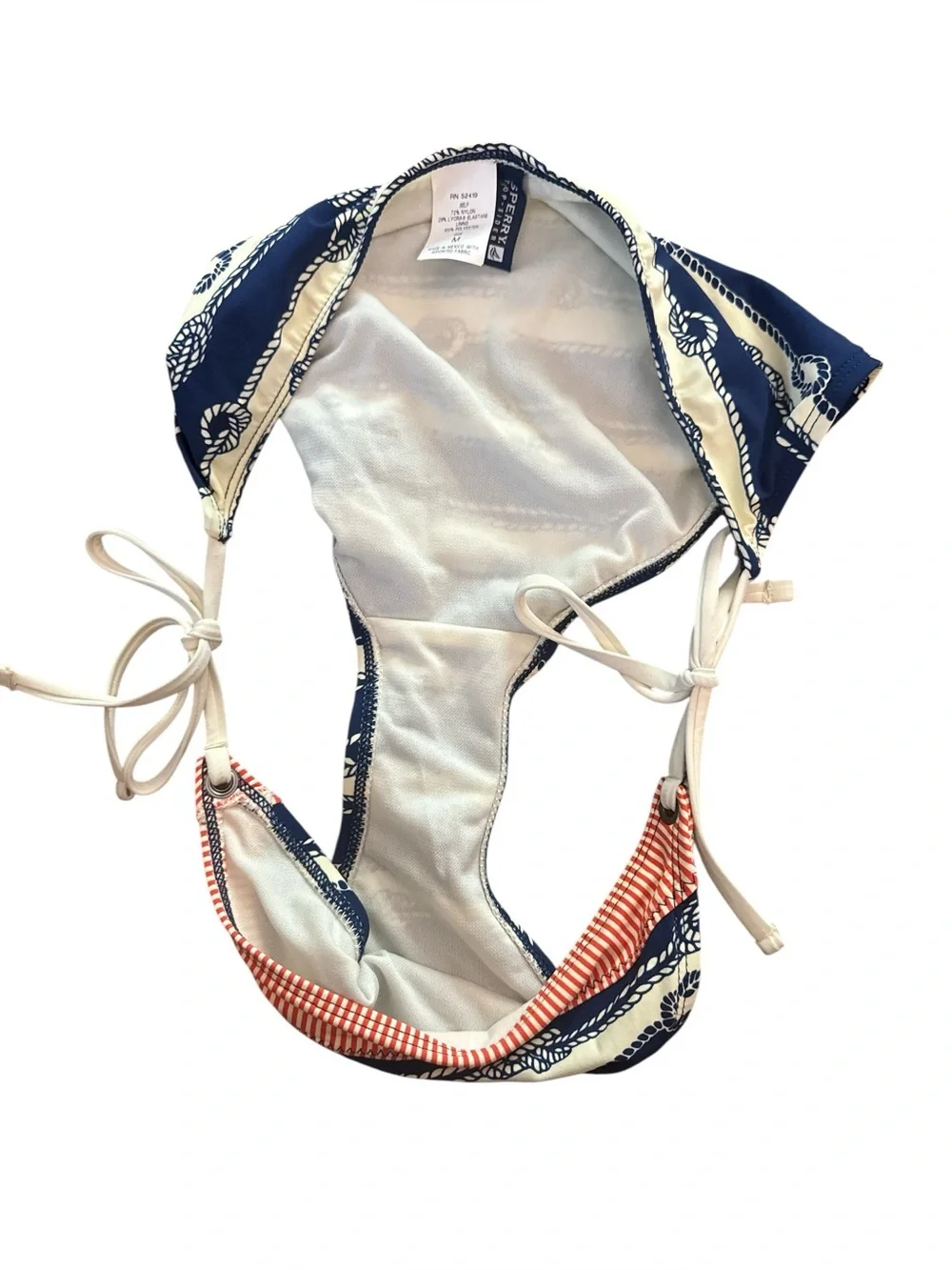 Sperry Navy, Cream & Coral Striped Triangle Bikini 2-PC Nautical Swimwear Set